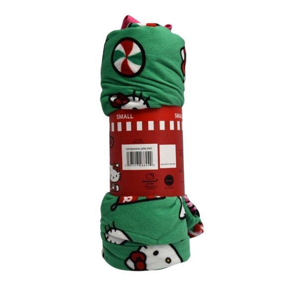 Hello Kitty Ladies Sleep Pants Small Green Christmas Print Womens Pajama - Picture 3 of 6